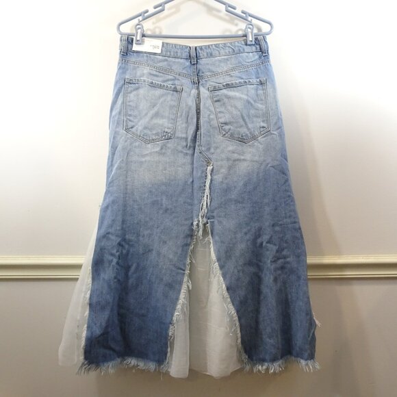 Insane Gene Distressed Panelled Denim Skirt Size L NEW Boho Festival Western - Picture 10 of 11